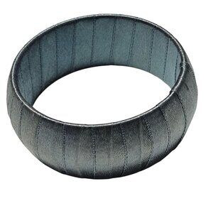 Vintage Satin Wrapped Bangle Bracelet Blue Green Fabric Retro Fashion Jewelry